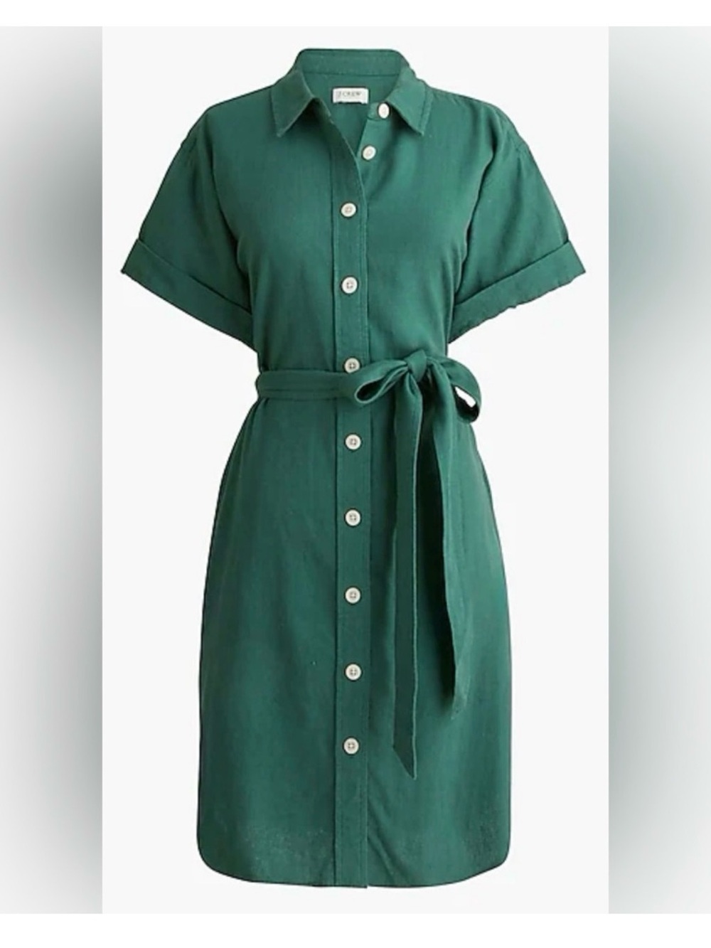 J. Crew Factory Emerald Green Shirt Dress with Tie Belt